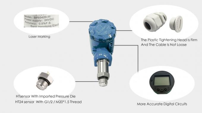 4-20mA Phân kính truyền áp suất LCD hiển thị Digital Pressure Transmitter 3