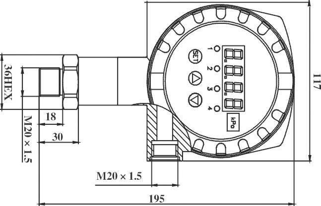 BPZK03-1 Chuyển đổi áp suất thông minh 116mm Dia Chuyển đổi áp suất khác biệt điện tử 1
